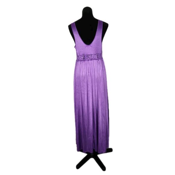 Vintage Shadowline Purple Lace Bodice Nylon Nightgown Women’s Large #31737 - Picture 3 of 9